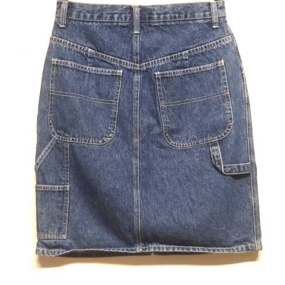 Denim carpenter skirt blue Jean Sz 4 Straight Real Comfort Chadwicks tool pocket - Picture 1 of 8